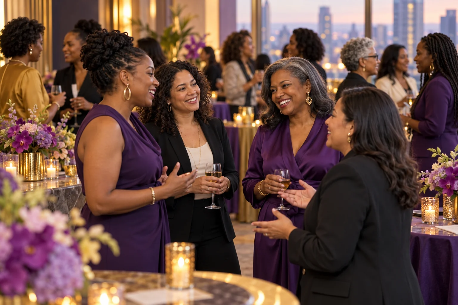 Black and Latina women networking at a professional gathering